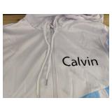 Calvin Jogging Set Zip-Up Hoodie & Pants - Blue & White - Men's Size Small - Brand New