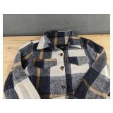 Shacket Plaid Flannel - Women's Size Small - Blue, Brown & White - Brand New