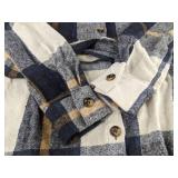 Shacket Plaid Flannel - Women's Size Small - Blue, Brown & White - Brand New