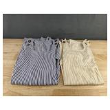 2 Sleeveless Stripe Dresses - Blue Stripe & Yellow Stripe Women's Size XL - Brand New