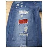 KYGABAK Patchwork Denim Jeans with Heart Patches - Women's Size Large - Brand New