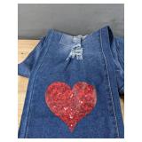 KYGABAK Patchwork Denim Jeans with Heart Patches - Women's Size Large - Brand New