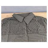 Pant Suit with Lace Top & Elastic Waist Pants - Dark Gray - Women's Size XL - Brand New