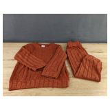 3-Pack Ribbed Knit Baby Outfit 2-Piece Sets - Size 18-24M - Green, Rust, Tan - Brand New
