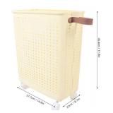 SUNGOOYUE Laundry Basket - Foldable PP Plastic Narrow Hamper with Wheels - Brand New