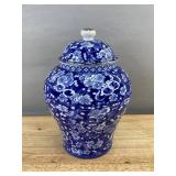 Blue & White Floral Porcelain 7.5" Jar with Lid - New