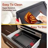 3-Piece Bakeware Pan Set - Carbon Steel Nonstick with Red Silicone Handles - Brand New