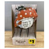 12 Piece Harvest Picks Gnome Decor Set with Display - Brand New