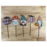 12 Piece Harvest Picks Gnome Decor Set with Display - Brand New