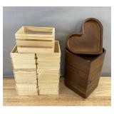 15 Small Decorative Wooden Storage Boxes Crate-Style & Heart-Shaped Trays