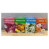 8 American Seed Box Mixes: Impatiens, Marigold, Alyssum & Zinnia - Brand New