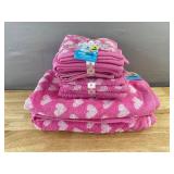Pink Kids 2 Bath Towels & 2 Wash Cloth Sets - Brand New