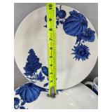Blue & White Floral Dinnerware Set - 8 Plates & 8 Coffee Cups - Brand New