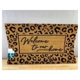 True Living Coir Doormat - Leopard Print - Welcome to our Home - 18" x 30" - Brand New