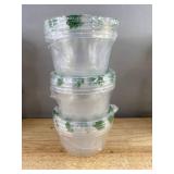 12 Plastic Bowls with holiday plaid lids - Brand New