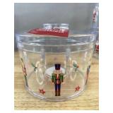 6 Holiday Style Stackable Containers - Designs Santa Claus & Nutcracker - Brand New