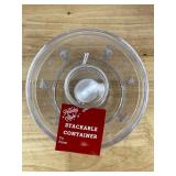 6 Holiday Style Stackable Containers - Designs Santa Claus & Nutcracker - Brand New