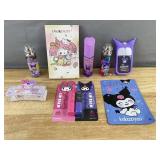 SANRIO Kuromi Cosmetic Bundle - Makeup, Perfume, Lip Balm, Hand Sanitizer, Mask, & Hair Clip - Brand New *A