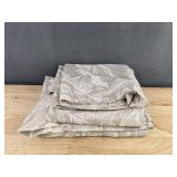 2 Jinchan Linen Curtains 50 in W x 84 in L Gray Floral - Brand New *A