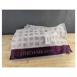 2 Jinchan Linen Curtains 50 in W x 84 in L Gray Floral - Brand New *A