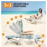 VINGLI Deluxe 3-in-1 Beach Chair with Cup Holder & Foot Rest - Green - Brand New