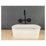 4 White Round Hanging Planters and Cute Sink Faucet Planter - Brand New