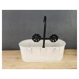 4 White Round Hanging Planters and Cute Sink Faucet Planter - Brand New