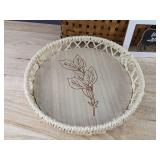 Home Decor: Wicker Basket, 2 Hanging Sunflowers, Round Tray, Photo Frame & 3 Wooden Signs - Brand New