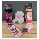 12 Pairs Girls No-Show Socks & Hair Accessories, 12 Pairs Infant Anklet Socks, Women's Gripper Socks - Brand New
