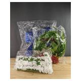 Wreath, 50 White Roses, & 18' Blue Bow - Brand New