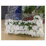 Wreath, 50 White Roses, & 18' Blue Bow - Brand New