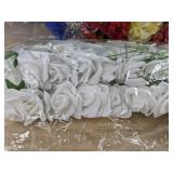 Wreath, 50 White Roses, & 18' Blue Bow - Brand New