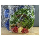 Wreath, 50 White Roses, & 18' Blue Bow - Brand New