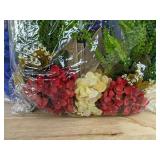Wreath, 50 White Roses, & 18' Blue Bow - Brand New