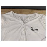 3 Calvin Women's Long Sleeve Tops, Size Large, Gray/White/Black - Brand New