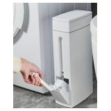 FEIDASH 3930 Slim Corner Trash Can With Toilet Brush Holder & Plastic Lid - Brand New