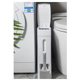 FEIDASH 3930 Slim Corner Trash Can With Toilet Brush Holder & Plastic Lid - Brand New