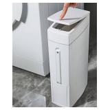 FEIDASH 3930 Slim Corner Trash Can With Toilet Brush Holder & Plastic Lid - Brand New