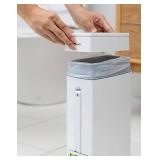 FEIDASH 3930 Slim Corner Trash Can With Toilet Brush Holder & Plastic Lid - Brand New