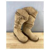 Women's Suede Lace-Up Boots - Light Brown - Size 7 - Brand New