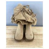 Women's Suede Lace-Up Boots - Light Brown - Size 7 - Brand New