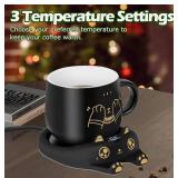 PUSEE Mug Warmer w/ Ceramic Mug, Black - Brand New