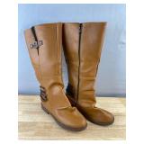 Brown Dress Boots - Side Zip & Buckle Women's Size 8 - Brand New