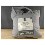 Members Mark Faux Fur Decorative Gray Pillows 22" x 22", Set of 2 - Brand New