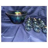 Carnival glass Punchbowl, and cups set