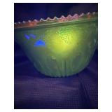 Carnival glass Punchbowl, and cups set