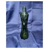 Mcm green swung glass vase
