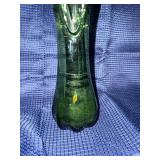 Mcm green swung glass vase