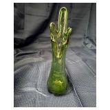 Mcm green swung glass vase