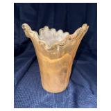Cream splash glass art vase